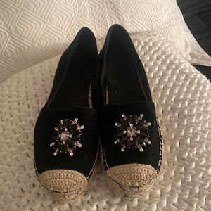 Karl Lagerfeld black suede espadrille anja